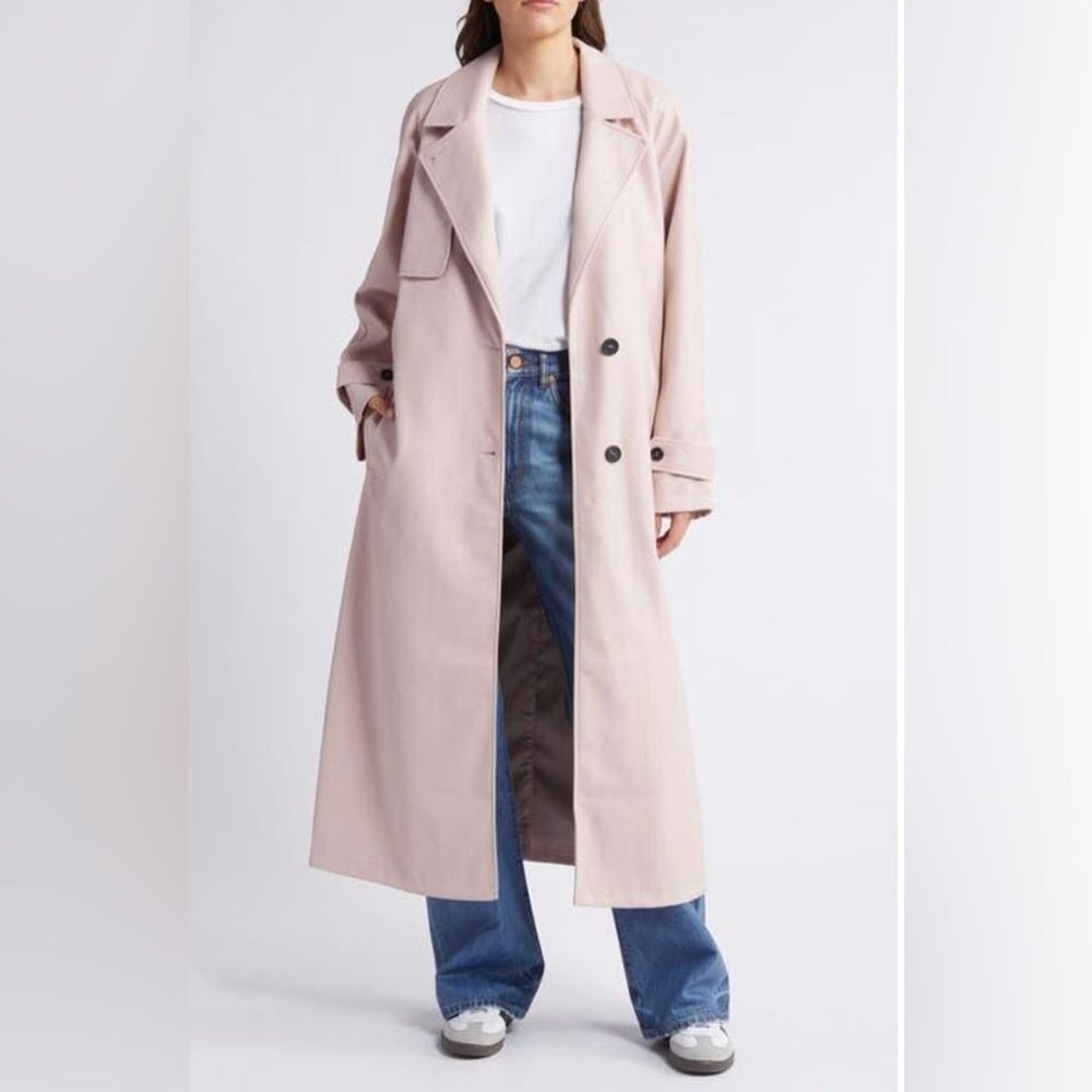 Topshop Faux Leather Trench Coat Pink US 8-10 NWT IN PACKAGE